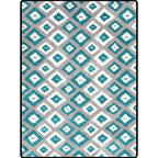 Blue and Gray Bedroom Rug Novelty Geometric Diamond Pattern Area Rug Polyester Pet-Friendly Rug