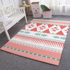 Pink Bedroom Rug Southwestern Geometric Striped Pattern Area Rug Polyester Pet-Friendly Rug