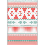 Pink Bedroom Rug Southwestern Geometric Striped Pattern Area Rug Polyester Pet-Friendly Rug