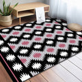 Southwestern Living Room Rug in Black Geometric Print Rug Polyester Stain Resistant Washable Area Rug