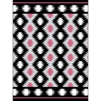 Southwestern Living Room Rug in Black Geometric Print Rug Polyester Stain Resistant Washable Area Rug