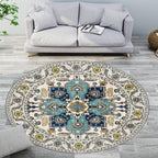 Classic medallion pattern rug with floral blue and red tribal rug made of washable polyester non-slip backing rug for the living room