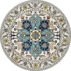 Classic medallion pattern rug with floral blue and red tribal rug polyester washable non-slip backing rug for the living room
