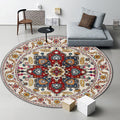 Classic medallion pattern rug with floral blue and red tribal rug made of washable polyester non-slip backing rug for the living room