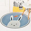 Blue and Ivory Children's Room Carpet Child Animals Rabbit Owl Elephant Penguin Pattern Area Rug Polyester Washable Carpet