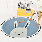 Blue and Ivory Children's Room Carpet Child Animals Rabbit Owl Elephant Penguin Pattern Area Rug Polyester Washable Carpet