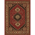 Red and Brown Bedroom Rug Moroccan Medallion Floral Pattern Area Rug Polyester Stain Resistant Rug