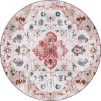 Persian medallion pattern rug pink and green polyester rug machine washable non-slip rug for the bedroom