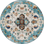 Persian medallion pattern rug pink and green polyester rug machine washable non-slip rug for the bedroom