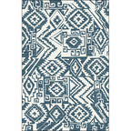 Tribal Southwest rug in blue and white geometric pattern rug polyester pet-friendly rug for home decoration