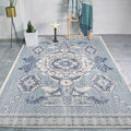 Persian Moroccan carpet in blue medallion flower petal pattern carpet polyester non-slip carpet for home decoration