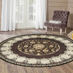 Classic medallion pattern rug with floral brown tribal rug made of polyester, washable, non-slip backing, rug for the living room