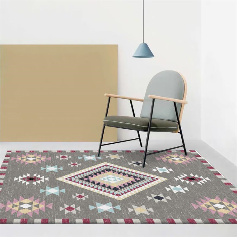 American Southwest rug in gray geometric diamond pattern Rug Polyester washable Rug for home decoration
