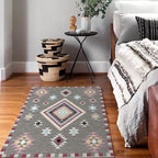 American Southwest rug in gray geometric diamond pattern Rug Polyester washable Rug for home decoration