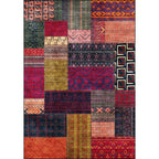 American tribal pattern rug red and purple polyester rug machine washable non-slip back area rug for bedroom