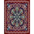 Moroccan Living Room Rug in Red and Blue Medallion Pattern Floral Print Rug Polyester Non-Slip Flooring
