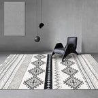 Vintage Southwestern Geometric Pattern Carpet White Tribal Carpet Polyester Washable Non-Slip Back Carpet for Living Room