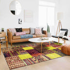 Classic tribal pattern carpet Yellow and Brown Southwestern carpet Polyester machine washable non-slip backing carpet for the bedroom