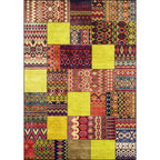 Classic tribal pattern carpet Yellow and Brown Southwestern carpet Polyester machine washable non-slip backing carpet for the bedroom