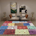 Multicolored Southwest Carpet Polyester Tribal Pattern Carpet Washable Non-Slip Back Area Rug for Living Room