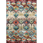 Retro Tribal Pattern Rug Multicolor Polyester Rug Machine Washable Non-Slip Backing Rug for Living Room