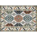 Southwest Tribal Pattern Rug Green Polyester Rug Machine Washable Non-Slip Back Rug for Living Room