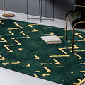 Novelty Living Room Rug in green geometric line pattern Rug Polyester pet-friendly area rug
