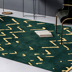 Novelty Living Room Rug in green geometric line pattern Rug Polyester pet-friendly area rug