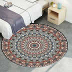 Brown Moroccan Carpet Polyester floral printed carpet washable non-slip backing rug for living room