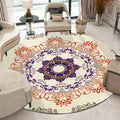 Orange Moroccan Carpet Polyester Medallion Print Carpet Washable Non-Slip Back Carpet for Living Room