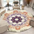 Orange Moroccan Carpet Polyester Medallion Print Carpet Washable Non-Slip Back Carpet for Living Room