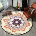 Orange Moroccan Carpet Polyester Medallion Print Carpet Washable Non-Slip Back Carpet for Living Room