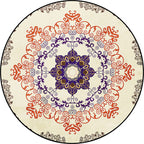 Orange Moroccan Carpet Polyester Medallion Print Carpet Washable Non-Slip Back Carpet for Living Room