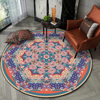 Vintage medallion pattern rug with floral pink and purple tribal rug washable polyester non-slip back rug for the living room