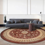 Persian Medallion Design Rug Brown Polyester Carpet Machine Washable Non-Slip Area Rug for Bedroom