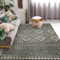 Americana Southwestern Rug in Gray Geometric Diamond Stripe Pattern Rug Polyester Non-Slip Rug for Home Decor