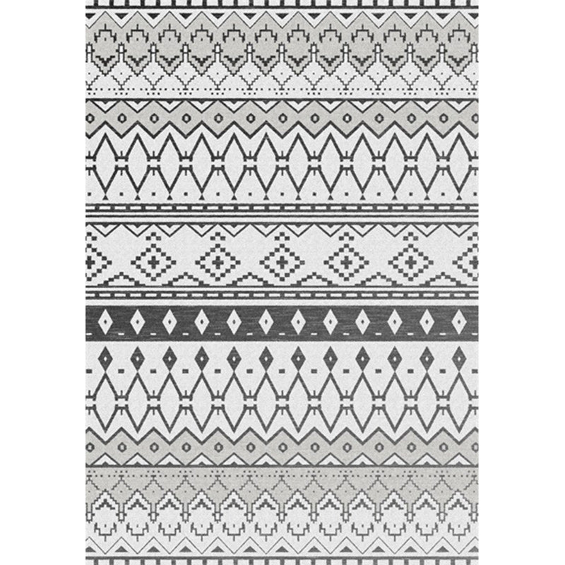 Gray Bedroom Rug Southeast-Geometric Diamond Pattern Area Rug Polyester Stain Resistant Pet Friendly Rug
