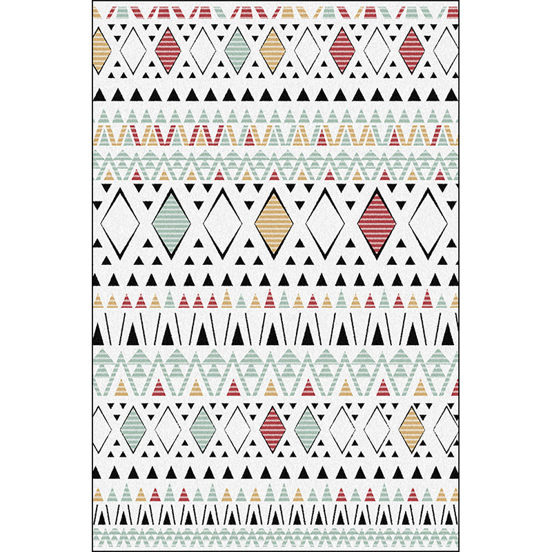 American Southwest Rug with White Geometric Diamond Pattern Rug Polyester Non-Slip Rug for Home Decor