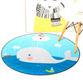 Kids Room Carpet in Pink and Blue Animal Mouse Lion Mermaid Whale Print Carpet Polyester Machine Washable Carpet
