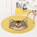 Green and Yellow Children's Room Carpet Children Animal Fawn Bear Wolf Cat Pattern Area Rug Polyester Non-Slip Back Carpet