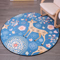 Children's room carpet in blue animal fawn floral pattern carpet polyester stain-resistant carpet