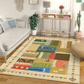Americana Tribal Pattern Carpet Multi-Color Polyester Carpet Machine Washable Non-Slip Area Rug for Bedroom