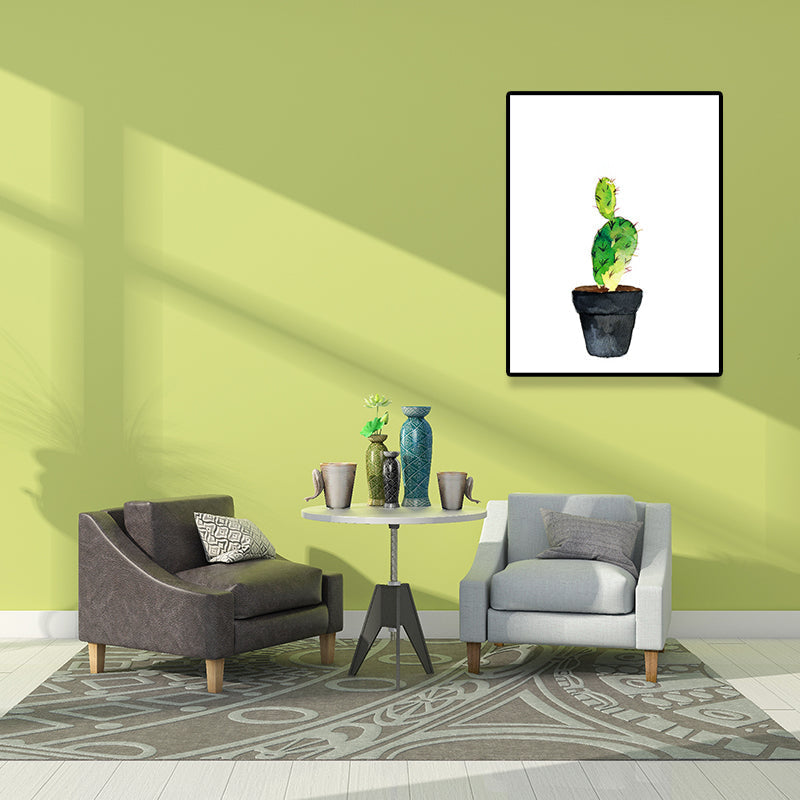 Green Pot Cactus Wall Art Decor Plant Tropical Texture Canvas Print for Home