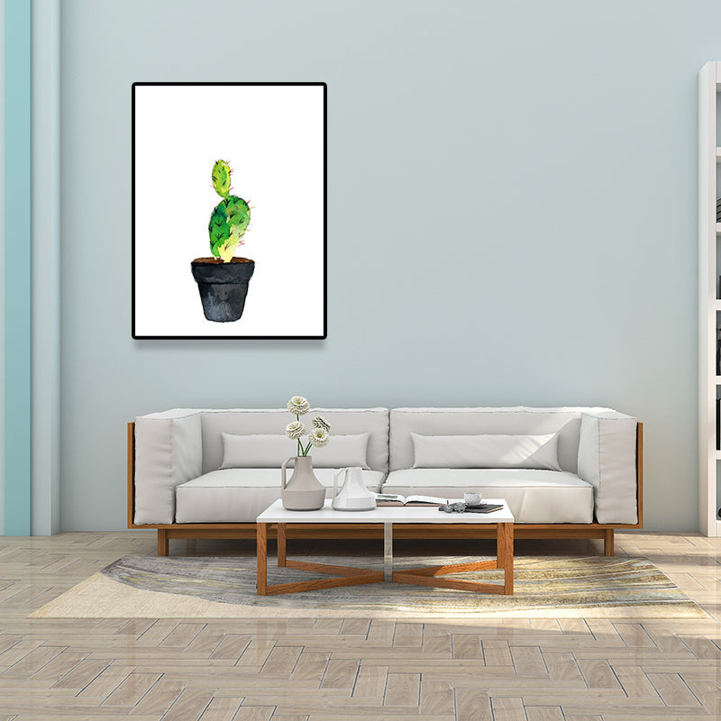 Green Pot Cactus Wall Art Decor Plant Tropical Texture Canvas Print for Home