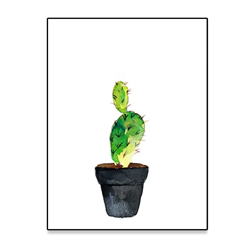 Green Pot Cactus Wall Art Decor Plant Tropical Texture Canvas Print for Home