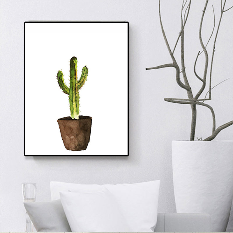 Green Pot Cactus Wall Art Decor Plant Tropical Texture Canvas Print for Home