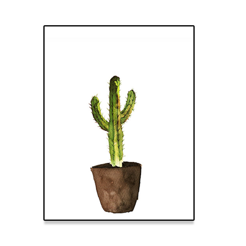 Green Pot Cactus Wall Art Decor Plant Tropical Texture Canvas Print for Home