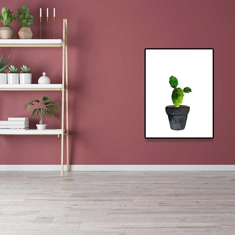 Green Pot Cactus Wall Art Decor Plant Tropical Texture Canvas Print for Home