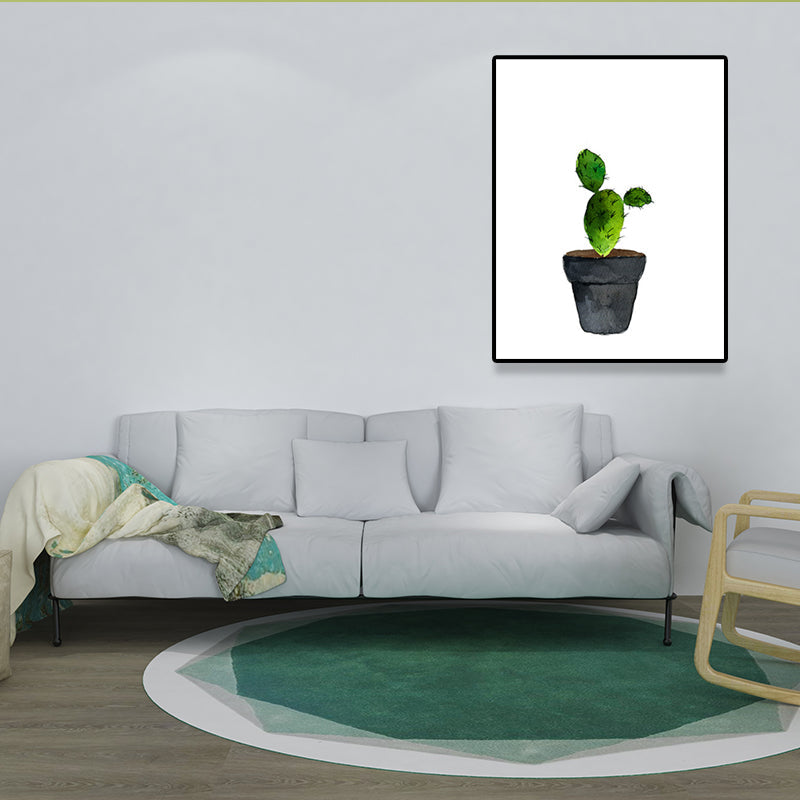 Green Pot Cactus Wall Art Decor Plant Tropical Texture Canvas Print for Home