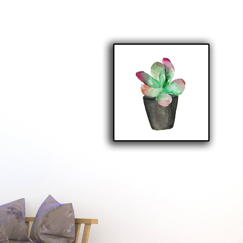 Tropix Succulent Plant Sign Canvas Structured Green Wall Art Print for Living Room